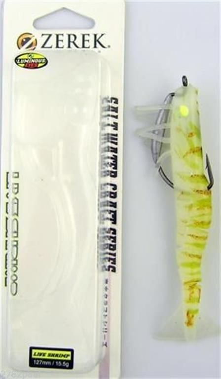 127mm Zerek Live Shrimp Pre Rigged Lumo Eyes Jointed Body Lure