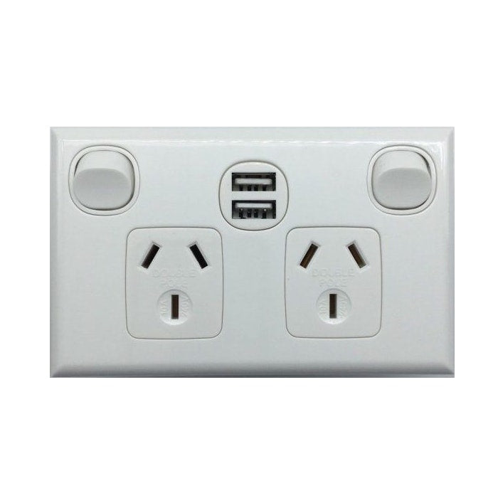 Double Power Point 240V 10a USB 2.1a Double Pole