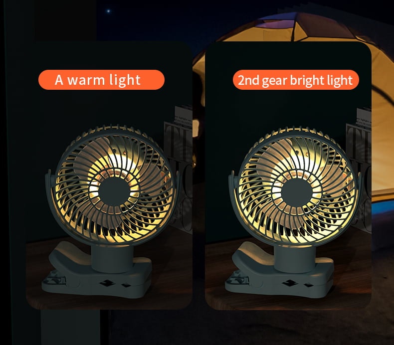 White USB Portable Camping Fan with LED Light and Remote Control