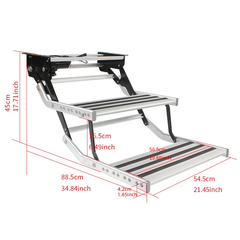 Black Double 12v Electric Caravan Step with LED Light