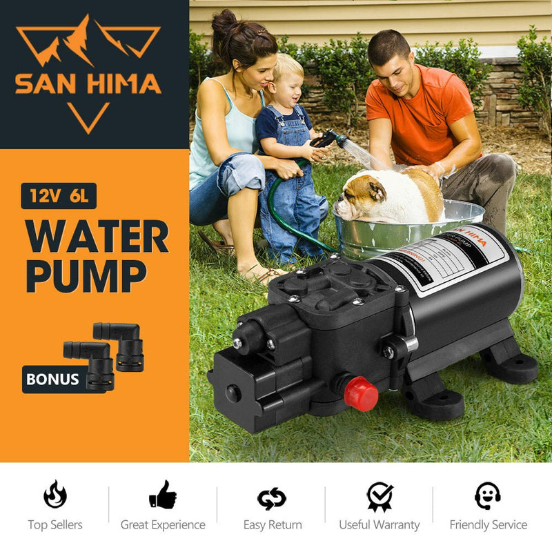 San Hima 12V Water Pump 6L/min Pressure Self Priming Camping Caravan Boat