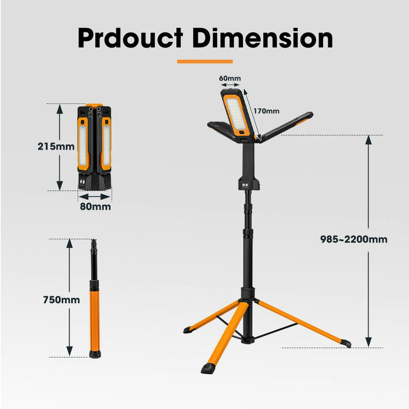 San Hima Telescopic Light Portable Lithium LED Tripod Lamp Camping Rechargeable