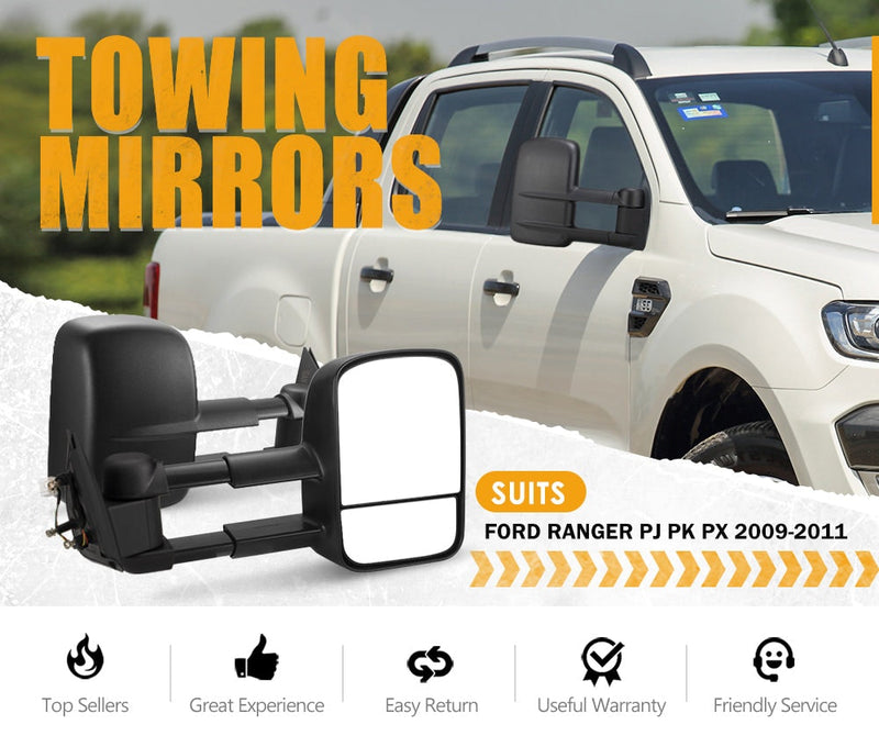 San Hima Pair Extendable Towing Mirrors Fit Ford Ranger 2009-2011