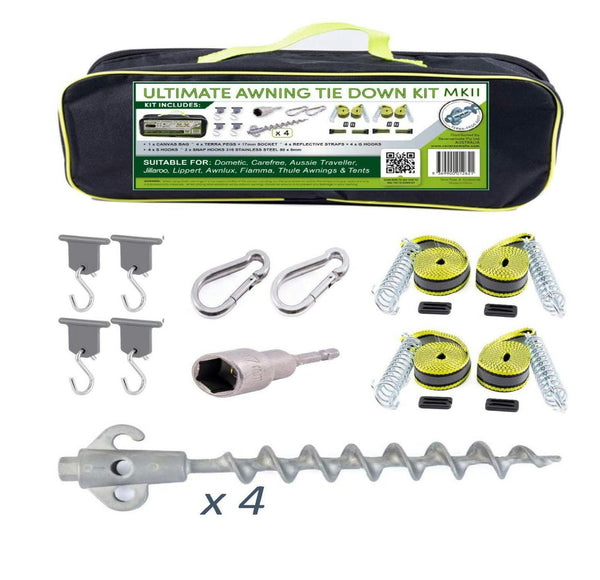 Caravan Awning Tie Down Kit Mk11 with Screw in Secura Pegs™