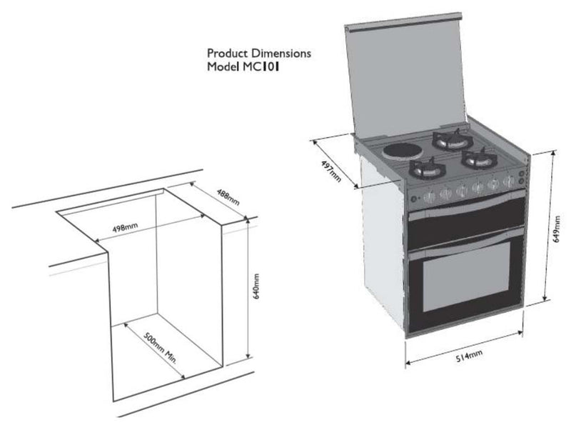 Dometic MC101 Cooker - Cooktop, Grill, Oven