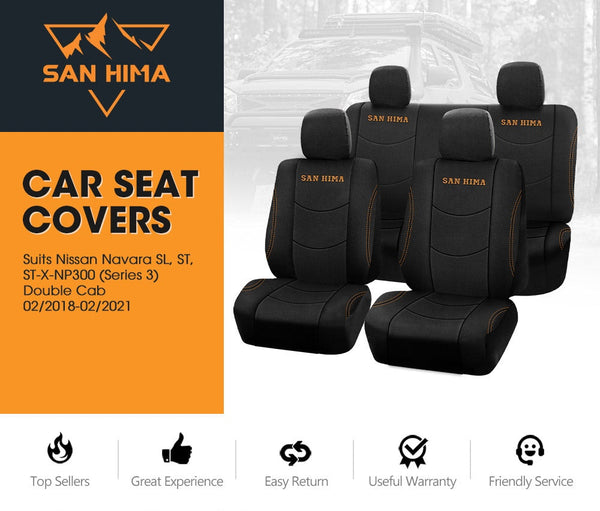 San Hima Car Seat Covers For Nissan Navara Full Set Double Cab Airbag 2018-2021