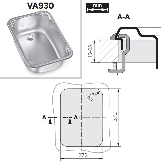 Dometic Smev VA930 Square sink