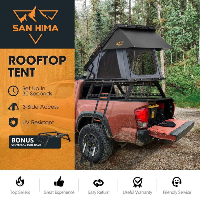 San Hima Kalbarri X Rooftop Tent Hardshell Grey + Universal Ute Tub Rack