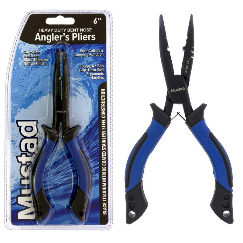 Mustad 6 Inch Heavy Duty Bent Nose Fishing Pliers