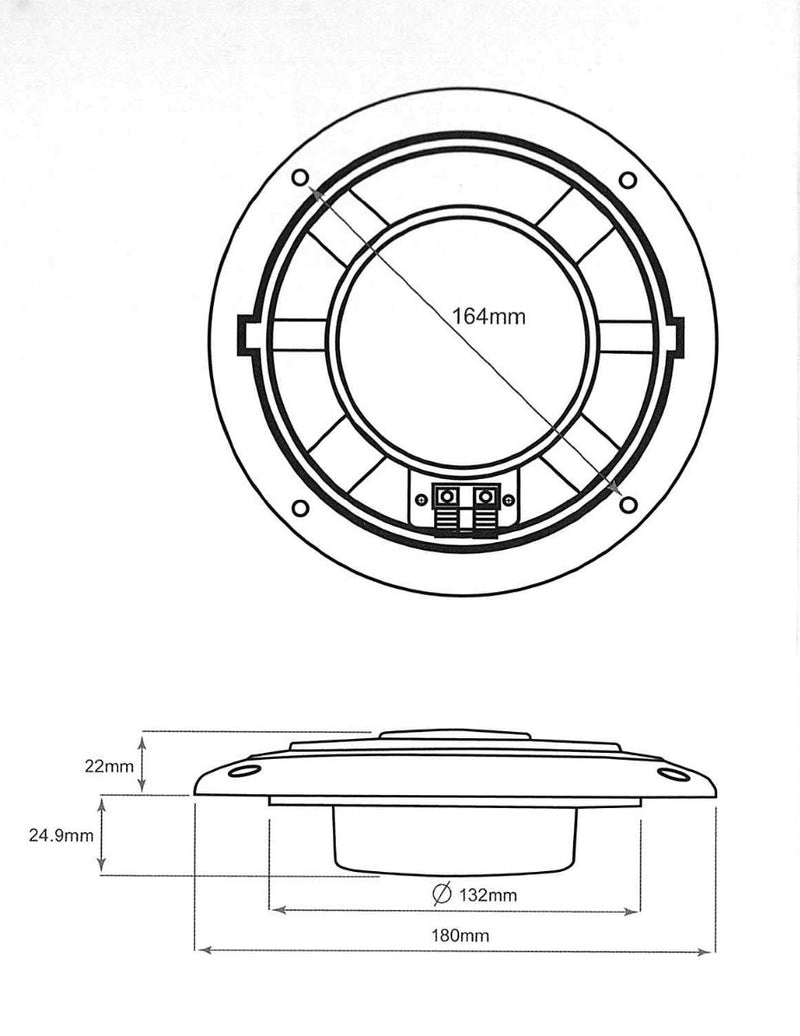 Autobacs M620B 6.5 Inch 2-Way Slim Fit Marine Speakers - Black