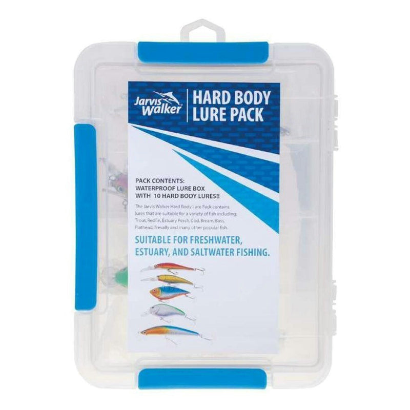 Jarvis Walker Hard Body Lure Pack - 10 Assorted Lures in Waterproof Tackle Box