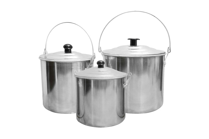 3pc Wildtrak Aluminium 1.45/1.65/2.65L Billy Can Set Camping Cookware Silver