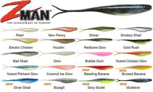 Zman 5 Inch Jerk Shadz - 5 Pack - Scented Z Man Soft Plastics Lures - Elaztech