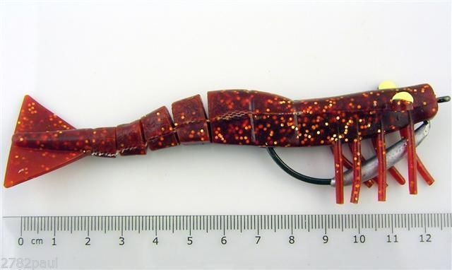 127mm Zerek Live Shrimp Pre Rigged Lumo Eyes Jointed Body Lure