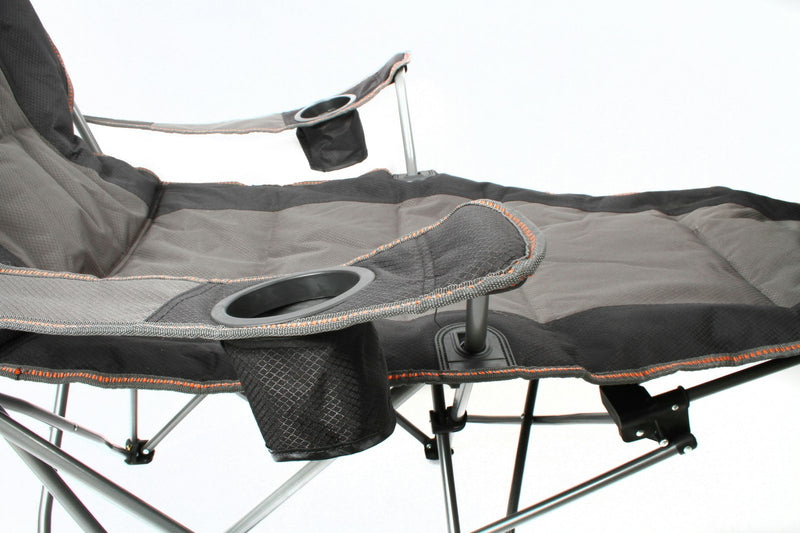 Wildtrak Hamelin 146cm Camp Lounger Outdoor Camping Reclining Chair Grey/Black