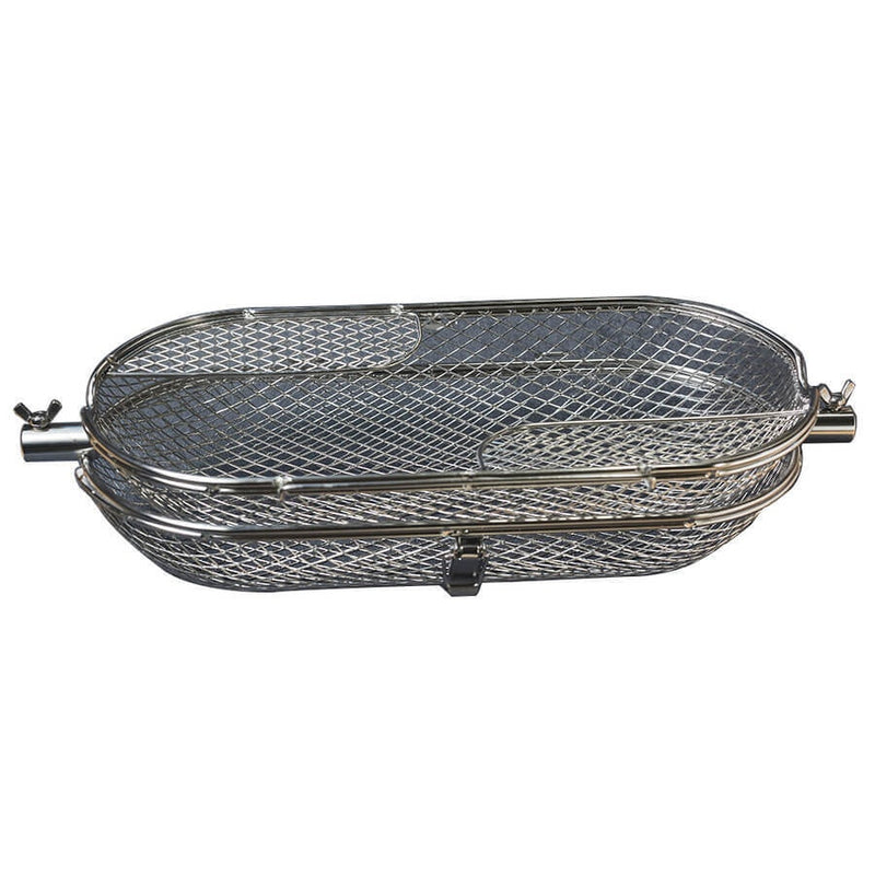 Flaming Coals Stainless Steel Rotisserie Basket - Round Cage Tumbler