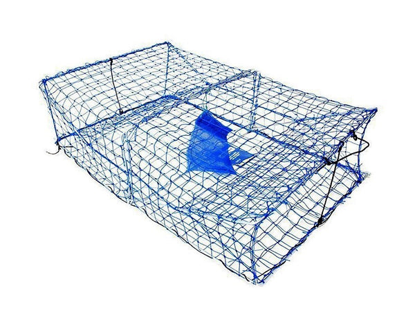 10 x Wilson Heavy Duty Rectangular Crab Traps - Bulk 2 Entry Blue Mesh Crab Pots