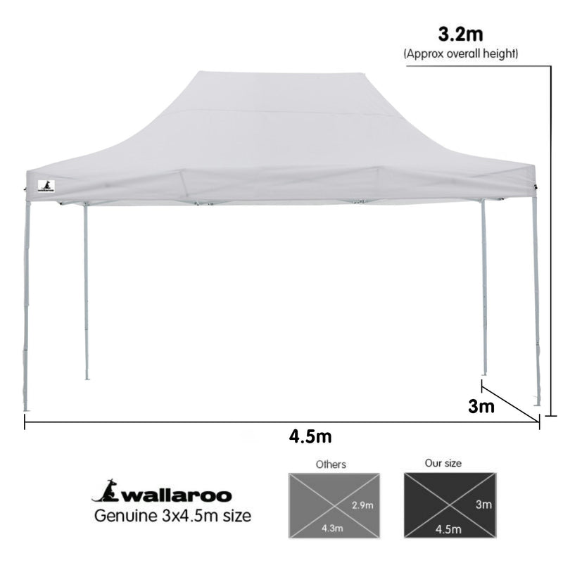 Wallaroo Gazebo Tent Marquee 3m x 4.5m PopUp Outdoor - White