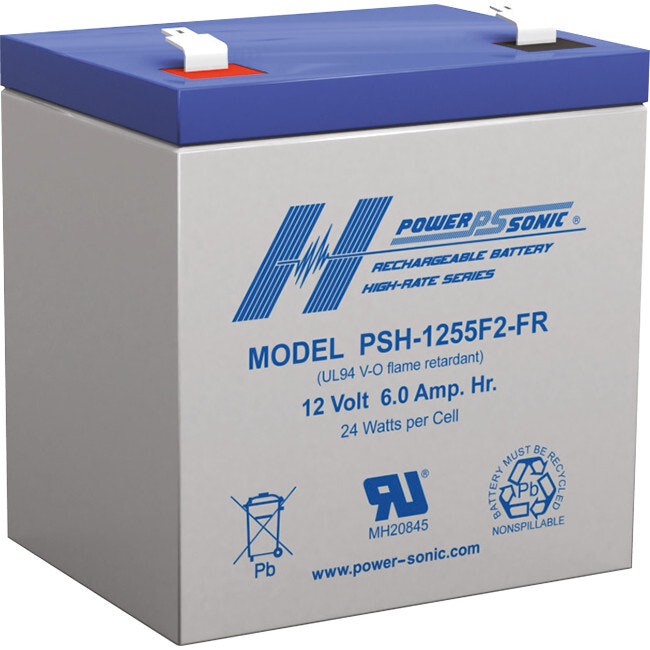 Power Sonic PSH1255 12V 6AH Rechargeable Battery F2 Terminal Sealed Lead Acid