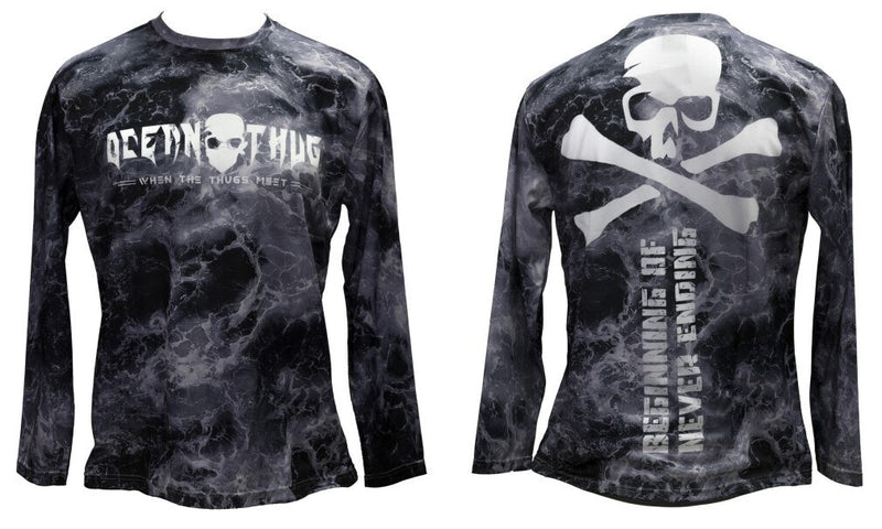 Medium Bone Ocean Thug Distressed Long Sleeve Fishing Shirt - Lightweight