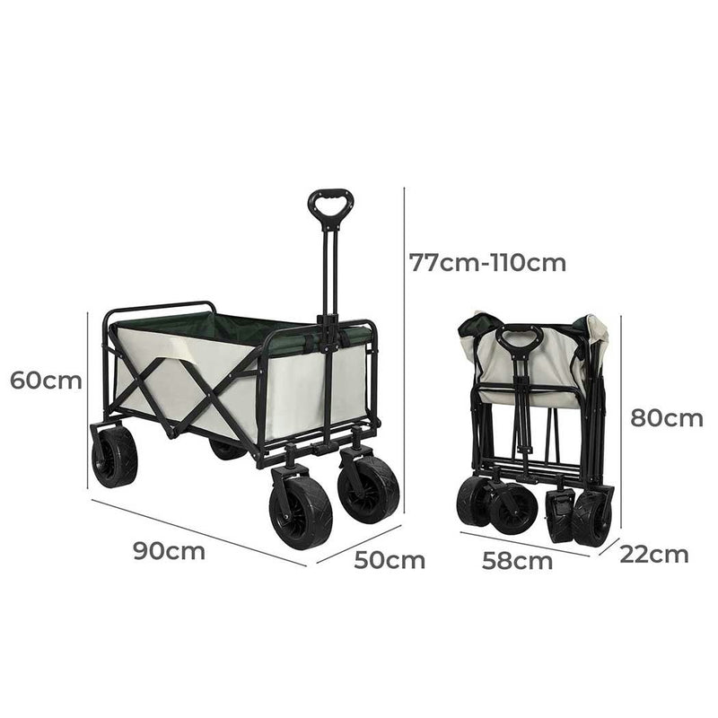 Lambu Garden Camping Trolley Outdoor Garden Wagon Cart Folding Widen Large Picnic Beige