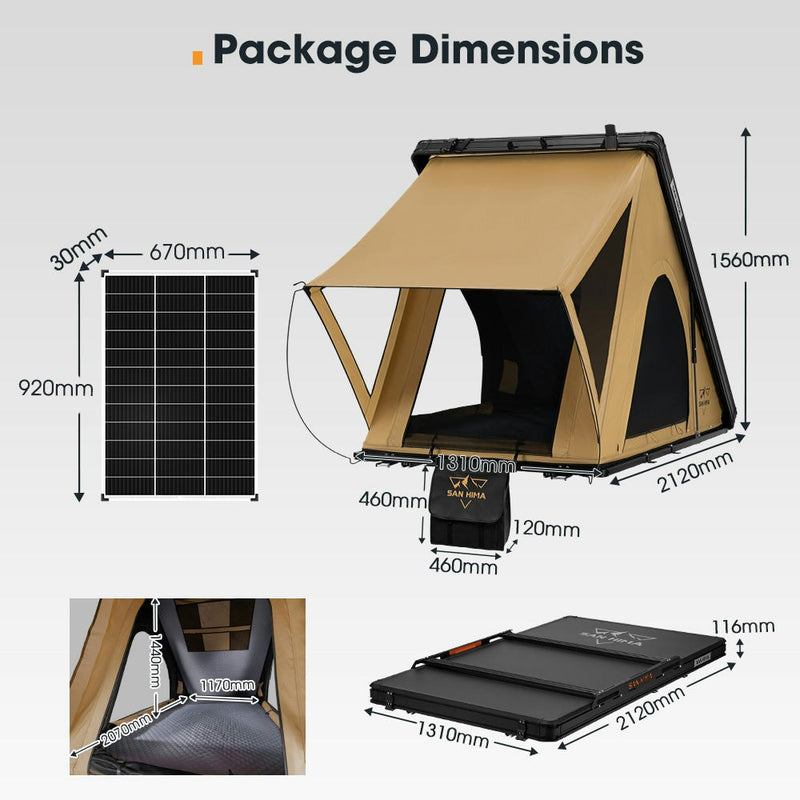 San Hima kalbarri Lite Rooftop Tent Hardshell + Ladder & Rack + 130W