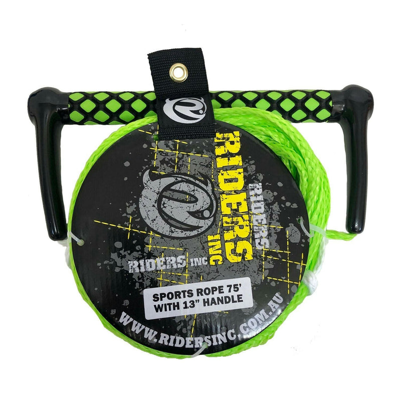 Riders Inc 75' GREEN Waterski Tow Rope with 13" Aluminium Core Handle