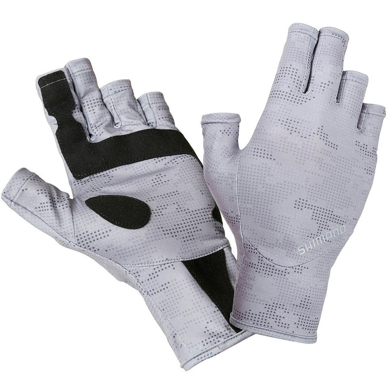 Shimano Grey Dot Camo Fingerless UPF 50+ Sun Gloves