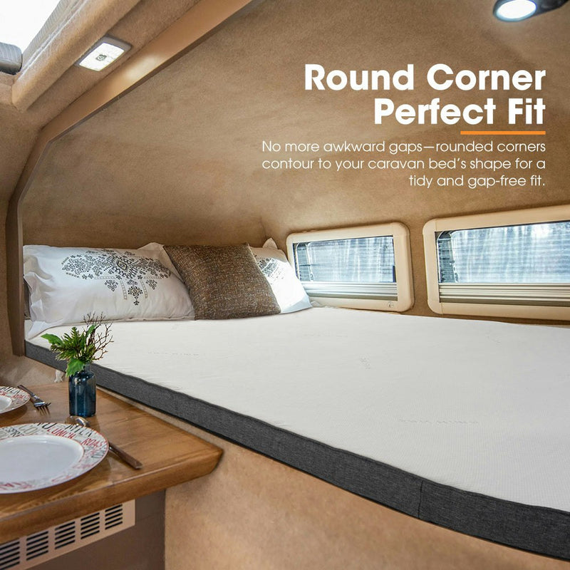 San Hima Caravan Mattress Topper Rounded Corner Queen Size Mat Fit RV Bed