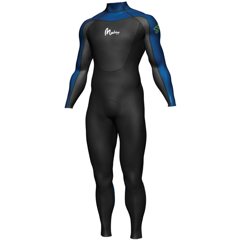 Maddog Mens 3/2mm Neoprene Steamer Wetsuit Long Sleeve (Black/Blue)