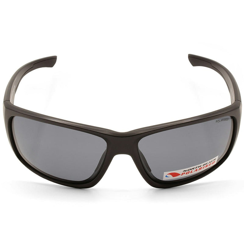 North Beach Quinn Satin Black/Grey Men's Polarised Sports Sunglasses 70727