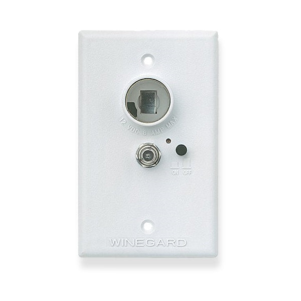 Winegard 12v White Wall Plate Power Supply, 2 Way, Cable Input