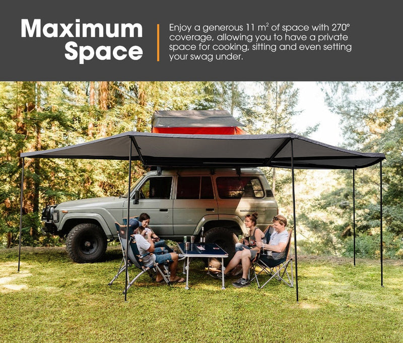 San Hima 270 Degree Free-Standing Awning 600D Double-Ripstop Oxford 4WD UPF50+