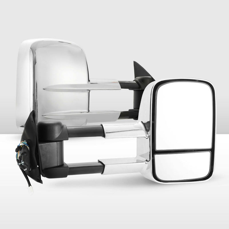San Hima Pair Extendable Towing Mirrors for Toyota Hilux 2005-2015 N70 Silver