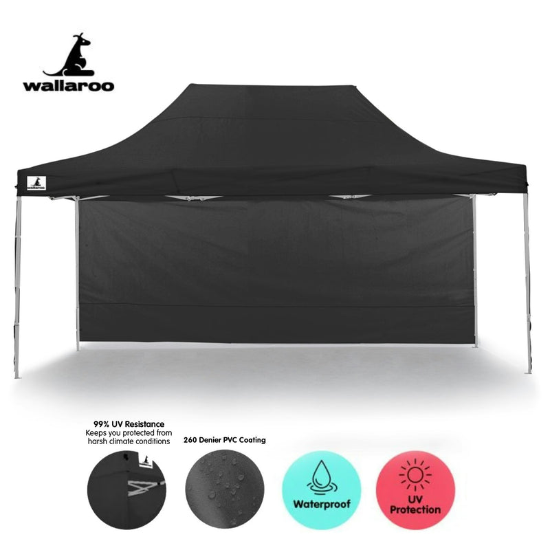 Wallaroo Gazebo Tent Marquee 3m x 4.5m PopUp Outdoor - Black