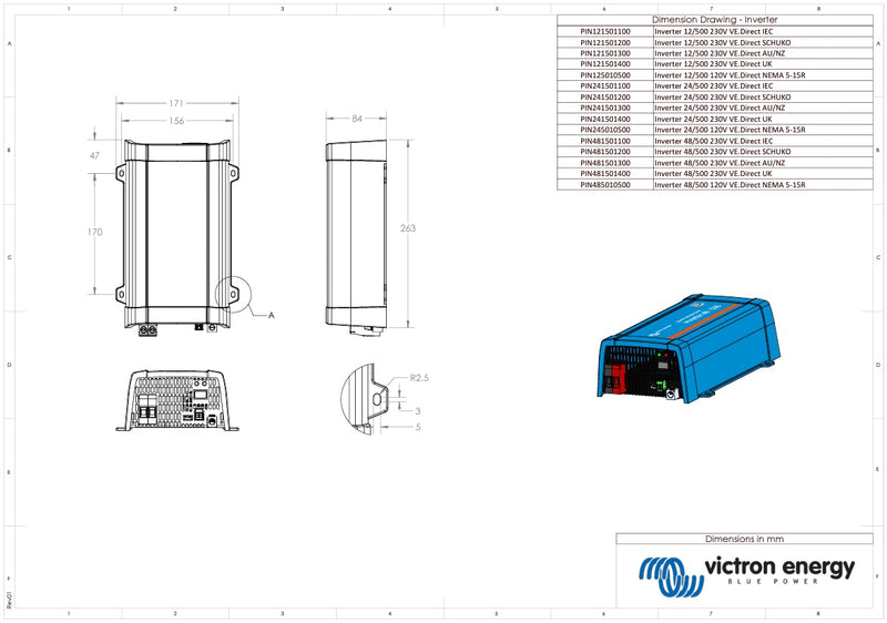 Victron 12V 500VA Phoenix Inverter 12/500 VE.Direct AU/NZ