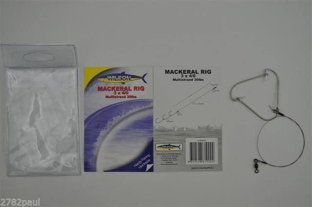 Wilson  Mackerel Fishing Rig 3x4/0 Hook-Setup - 30lb Multi Strand Wire