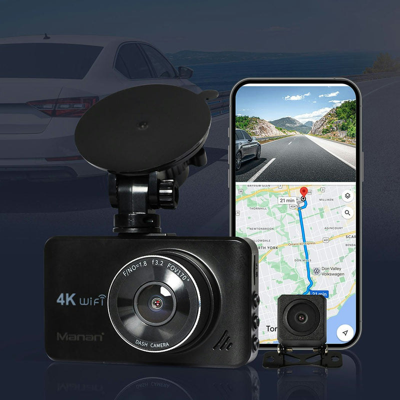 Dual Dash Camera Front Rear View Car Truck Bus Reversing Parking Wifi 4K GPS 64G