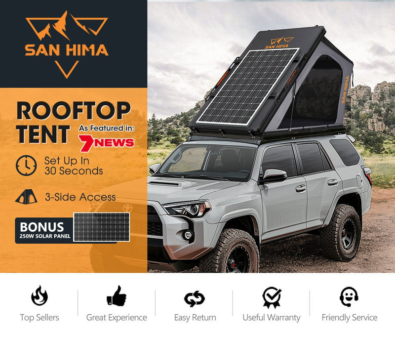 San Hima Kalbarri Gen 2 Roof Top Tent Hard Shell With Ladder + 250W Solar Panel