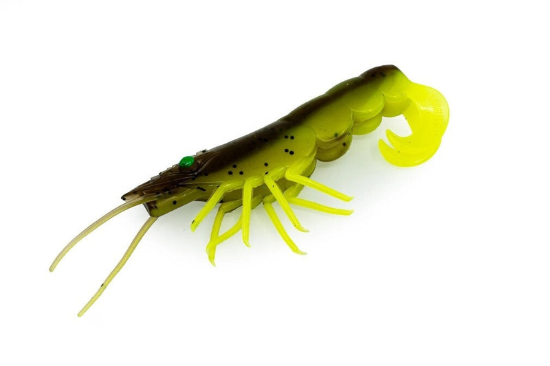 4 Pack of 90mm Chasebaits Curly Prawn Soft Body Scented Fishing Lures