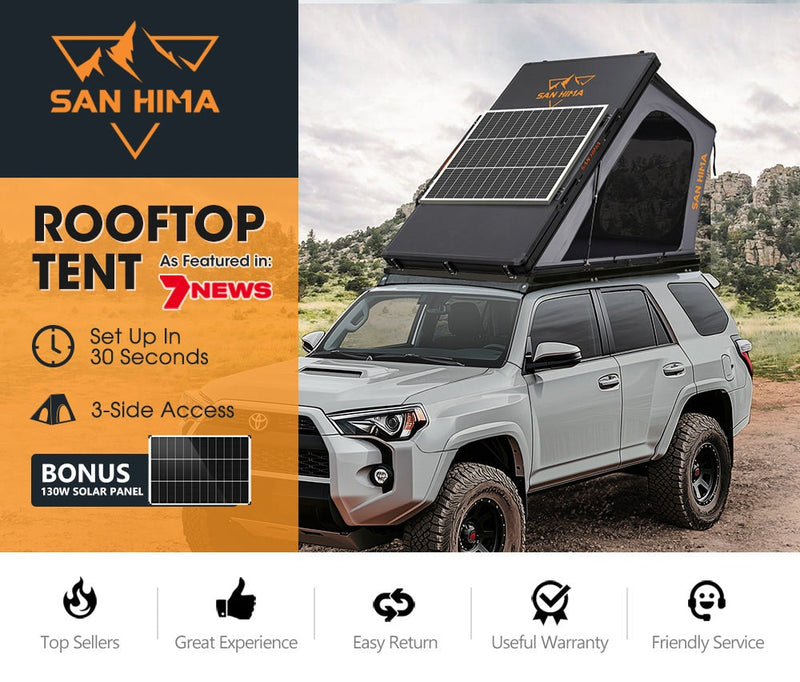 San Hima Kalbarri Gen 2 Roof Top Tent Hard Shell With Ladder + 130W Solar Panel