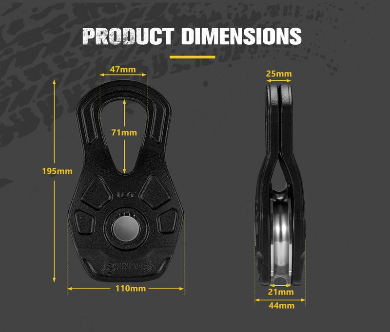 Bunker Indust 10 Ton Recovery Snatch Block Heavy Duty Rated Pulley Offroad 4WD