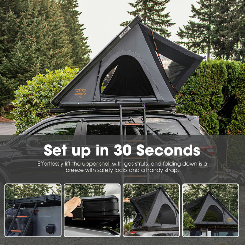 San Hima Kalbarri Lite Rooftop Tent Hardshell With Ladder Grey Camping 4WD 4x4