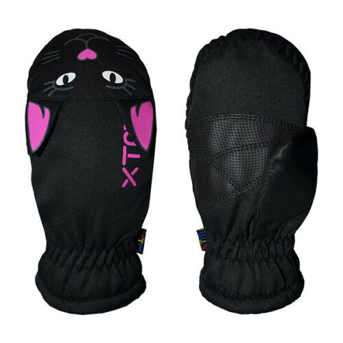 XTM Black Kitty Cat Puppet Kids Winter Snow Mittens