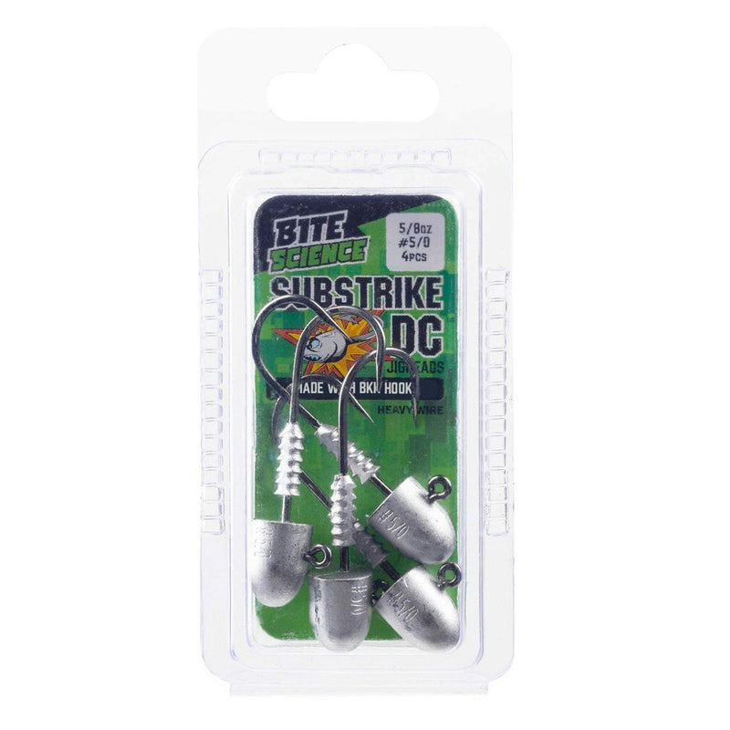 4 Pack of 5/8oz Size 5/0 Bite Science Substrike DC Jigheads with BKK Hooks