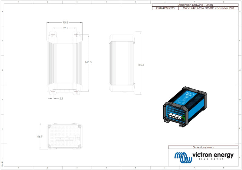 Victron 24V to 12V Orion 24/12-25A Non-Isolated IP20 DC-DC Converter