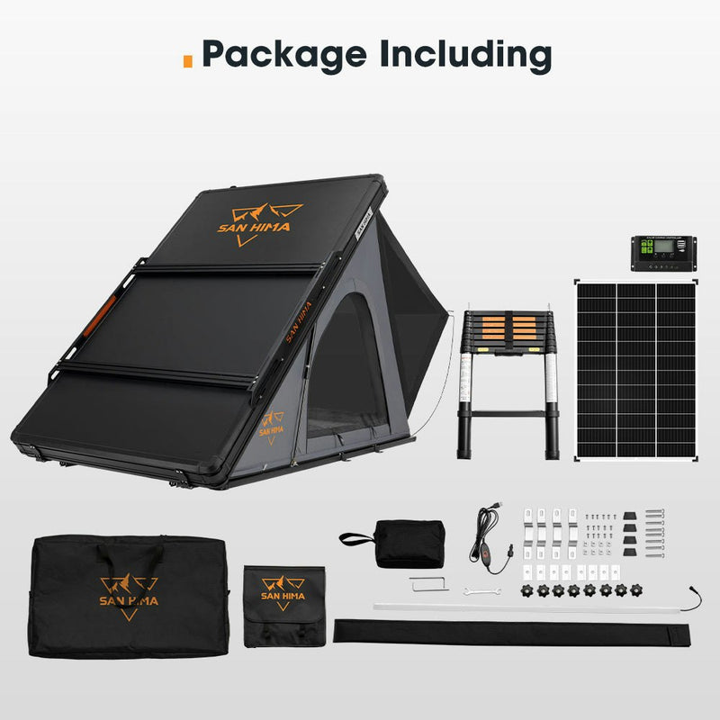 San Hima Kalbarri Lite Rooftop Tent Hardshell Grey+130W Solar Panel+Ladder&Rack