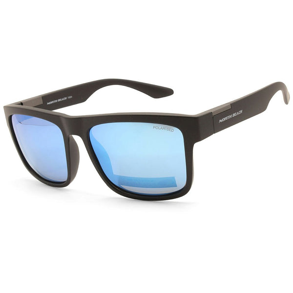 North Beach Moridae Matte Black/Blue Mirror Polarised Unisex Sunglasses 70694