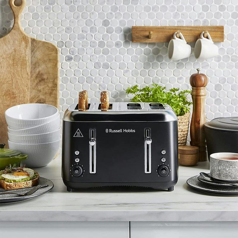 Russell Hobbs RHT514BLK Addison 4-Slice Bread/Sandwich Toaster SS Matte Black