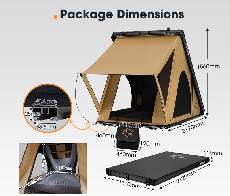 San Hima Kalbarri Lite Rooftop Tent Hardshell With Ladder Khaki Camping 4x4 4WD